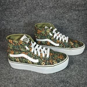 Vans Sk8-Hi Platform Shoes Womens 8.5 Camo Floral Green Canvas